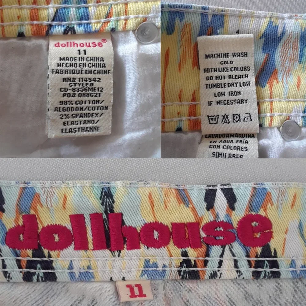 Dollhouse Multicolored Frayed Denim Short Shorts